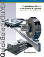 QuickSelect Catalog featuring v groove bearings, linear acutators, 
linear guides, linear slides, and rotary motion track and components.